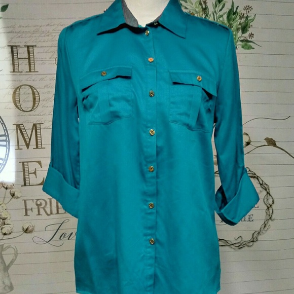 Jaclyn Smith Tops - ❤Jaclyn Smith Teal Button Down Blouse NWOT